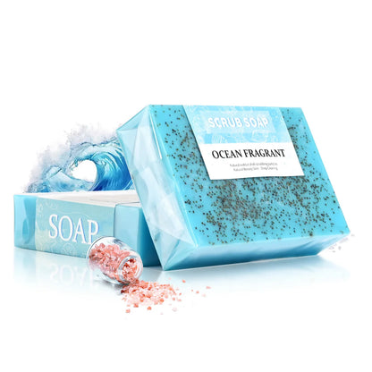 Sabonete Artesanal Sal Marinho 100g – Remove Acne Limpeza Profunda Partículas Noz Hidratante Clareador Glicerina
