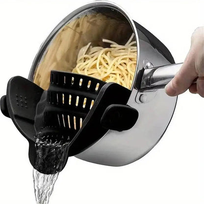 Coador Ajustável Clip-On em Aço Inox | Escorredor Universal para Panelas e Tigelas