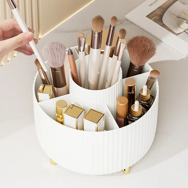 Organizador de Maquilhagem Rotativo 360° | Caixa de Armazenamento para Pincéis e Cosméticos