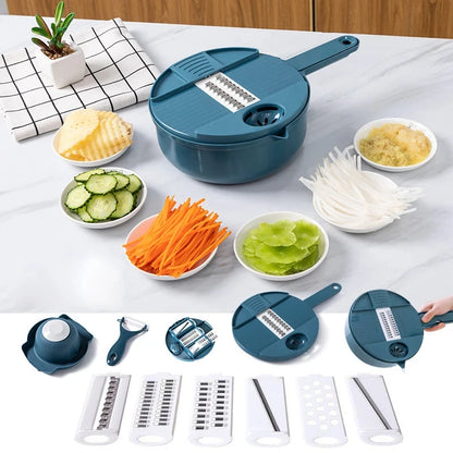 Cortador de Legumes 9 em 1 Multifuncional | Fatiador Profissional para Cozinha