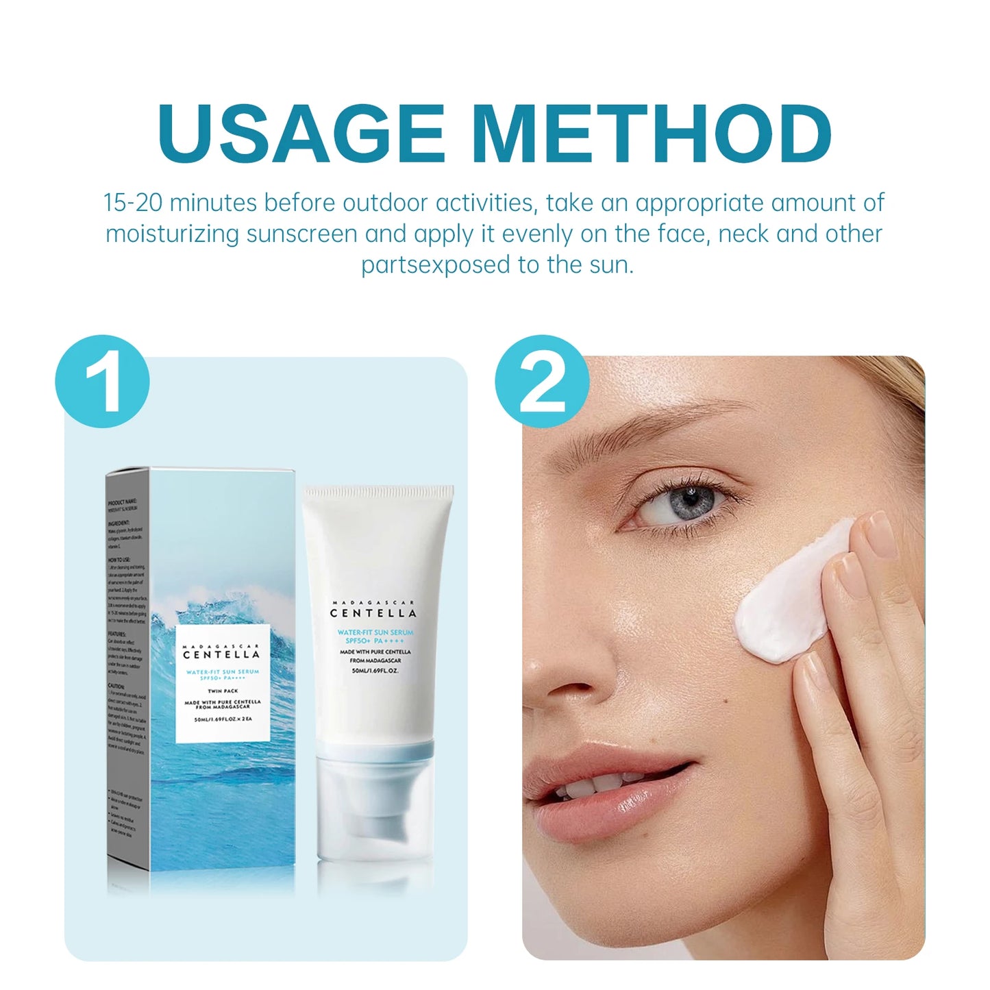 Protetor Solar SPF50+ com Centella Asiática | Hidratante e Proteção UV Intensa