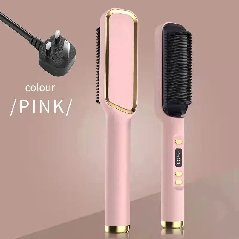 Pente Alisador Elétrico Multifuncional | Escova Alisadora de Cabelo | Iões Negativos | Anti-Queimadura | Ferramenta de Styling | Escova Alisadora