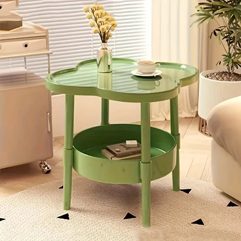Mesa de Café 2 Níveis Plástico - Mesa Lateral Arrumação Quarto Sala Estilo Moderno