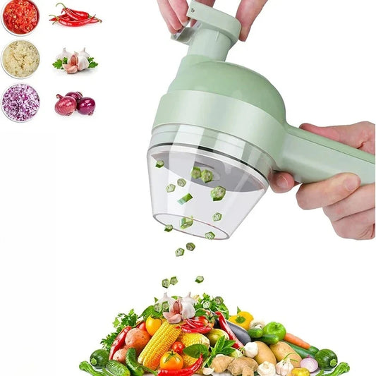 Cortador Elétrico 4-em-1 de Vegetais e Alimentos | Sem Fios, Portátil e Multifuncional