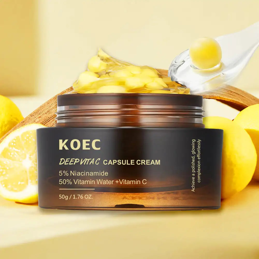 Creme Cápsulas KOEC Vitamina C 50g | Anti-Rugas com Niacinamida e Ácido Ferúlico