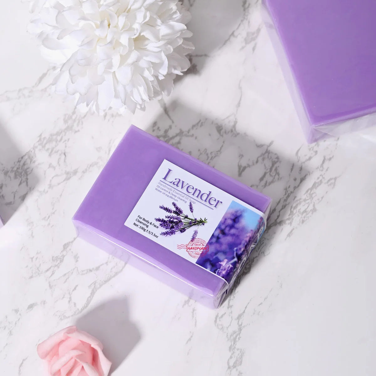 Sabonete Artesanal Lavanda 100g – Óleo Essencial Planta Vitamina C Limpeza Facial Cúrcuma Tom Uniforme Pele