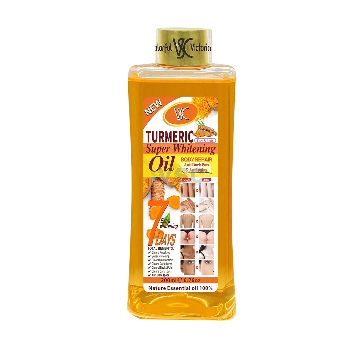 Óleo Essencial Cúrcuma 200ml Massagem Facial Corporal Hidratante Aromaterapia Nutrição Pele