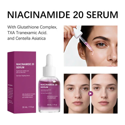 Sérum Niacinamida Iluminador – Controlo Oleosidade Firmeza Clareia Manchas Hidratante Asiaticoside Reparador