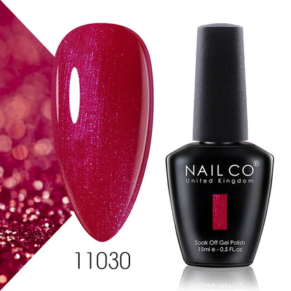 Verniz Gel NAILCO 15ml Série Vermelho Escuro – Cores Glitter UV Manicure Profissional Semi-Permanente