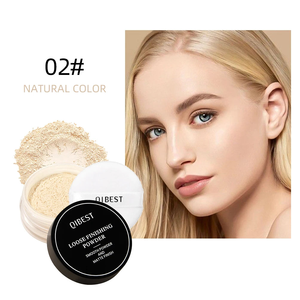 Pó Solto QIBEST 4 Cores 6g - Matte Acabamento Aveludado Controlo Oleosidade Impermeável Longa Duração