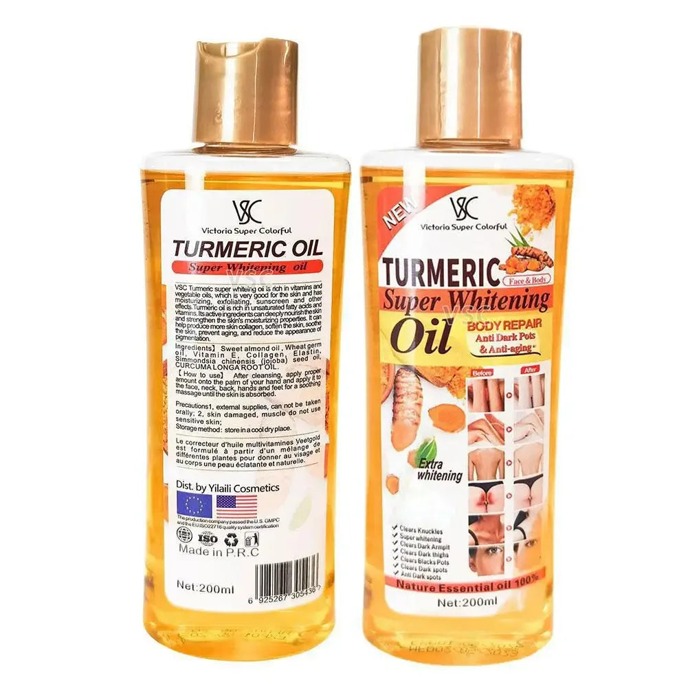 Óleo Essencial Cúrcuma 200ml – Massagem Facial e Corporal Hidratante Aromaterapia Iluminador Suavizante