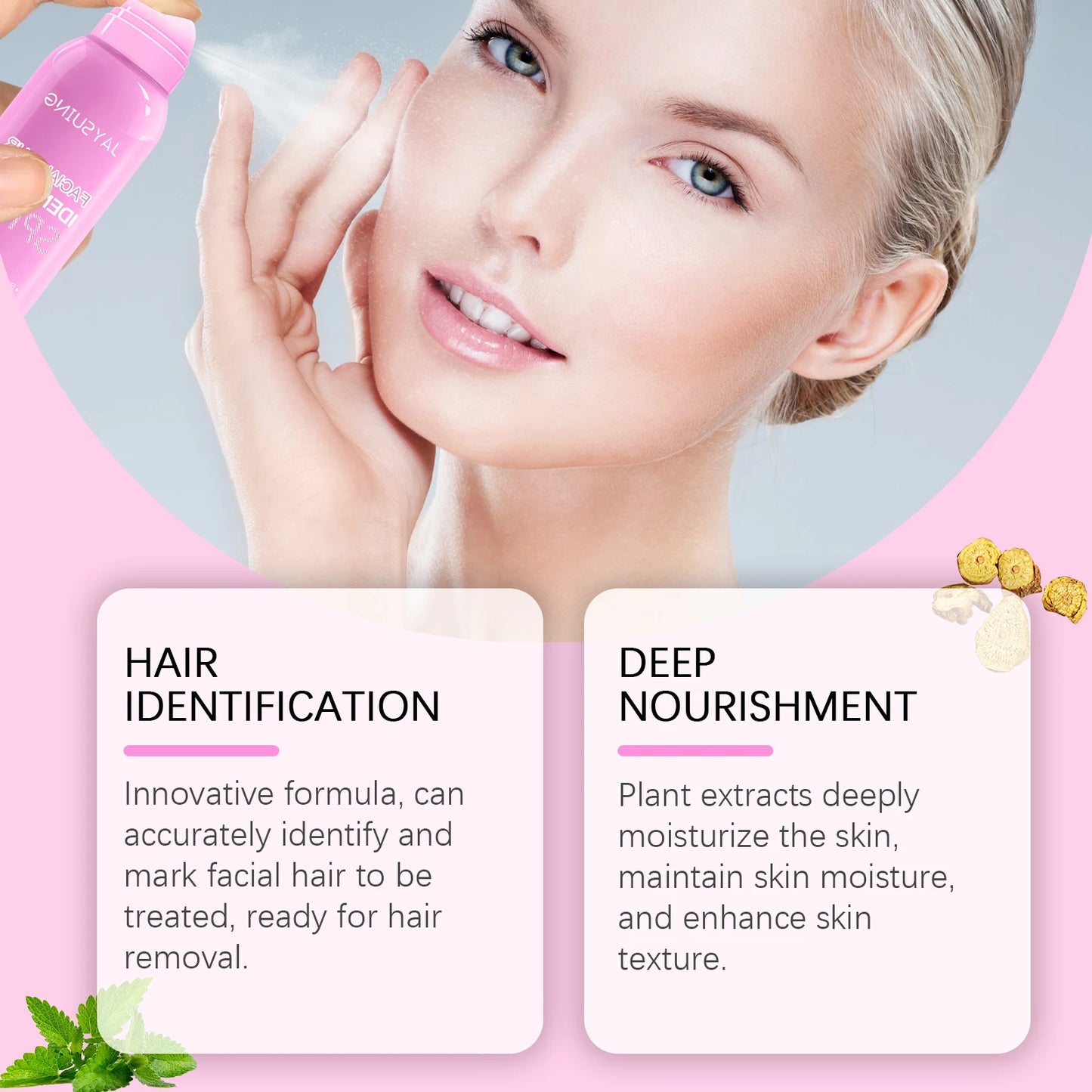 Spray Inibidor Crescimento Pelos Faciais – Depilação Suave Indolor Dermaplaning Hidratante Pele Lisa
