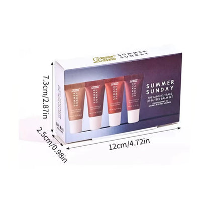 Kit com 4 Mini Lip Butter Balm – Hidratantes Labiais | Sabores Vanilla, Bege e Brown Sugar | Maquiagem Hidratante | Presente Perfeito