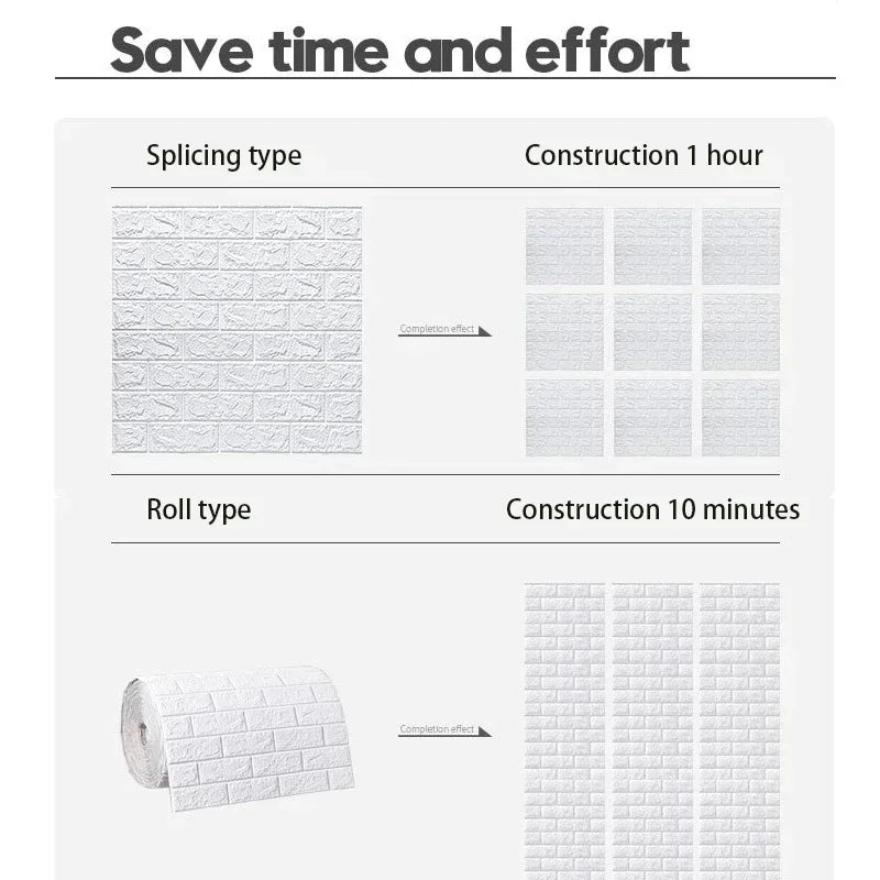 Papel de Parede 3D Autoadesivo Efeito Tijolo Antigo - 70cm x 1/5/10m Impermeável para Sala e Quarto