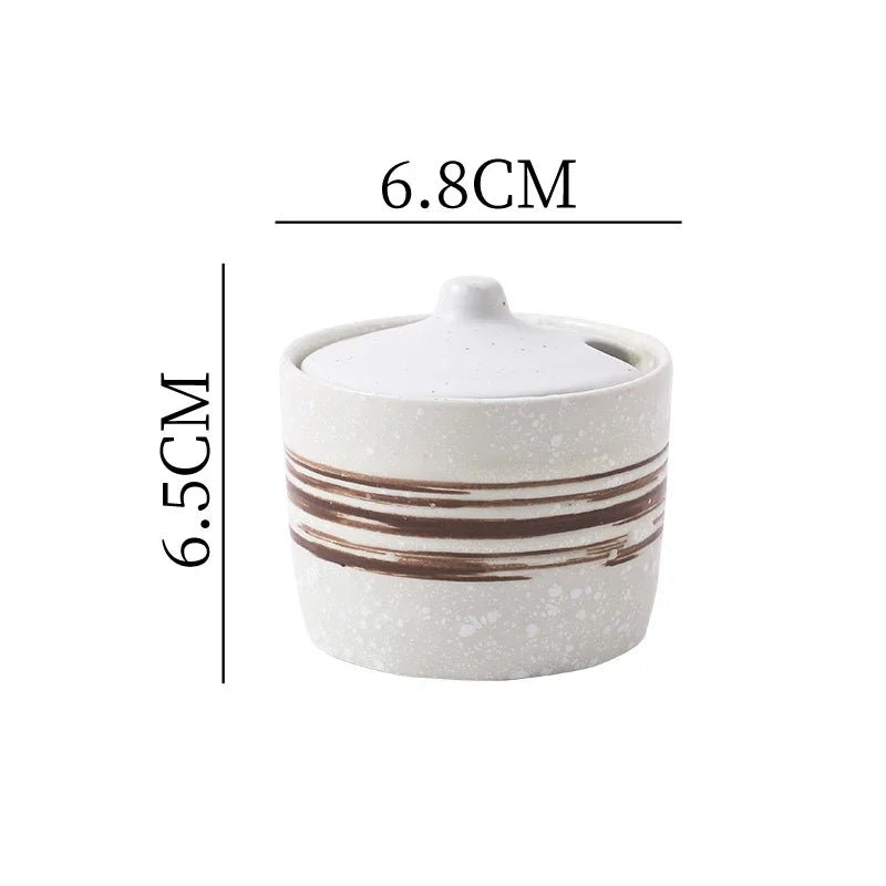 Frasco Temperos Cerâmica Vintage - Recipiente Sal Açúcar Pimenta Especiarias Decoração Cozinha