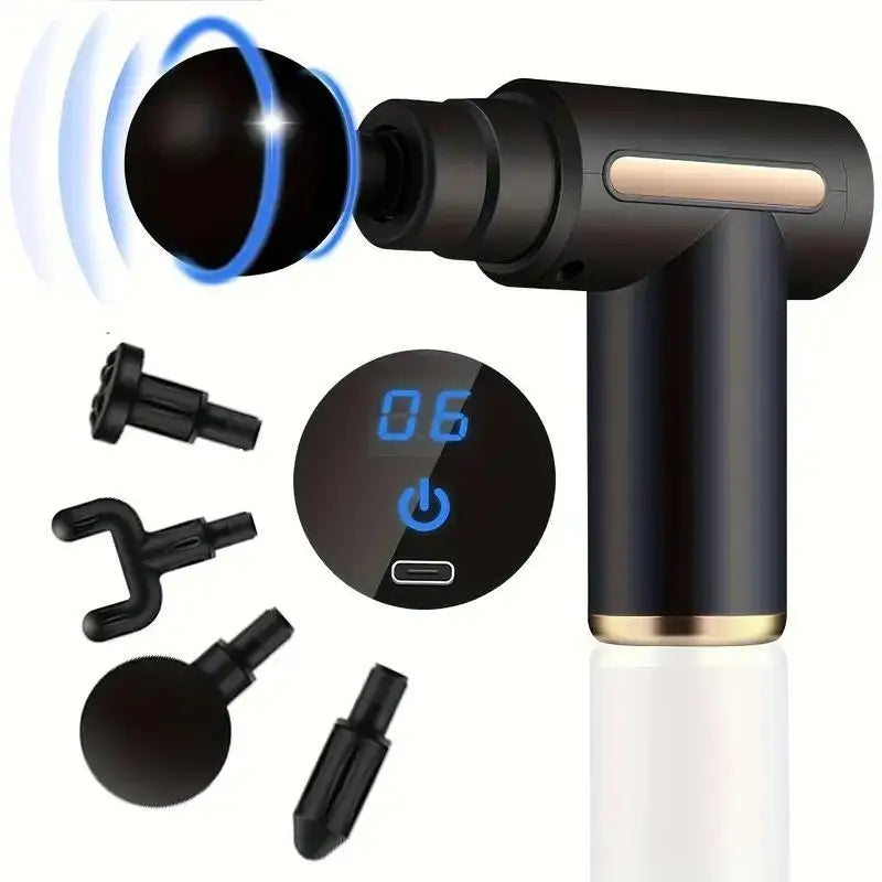 Pistola de Massagem Muscular Profissional 99 Velocidades — Chip IA, Ecrã LCD, 4 Cabeças Intercambiáveis
