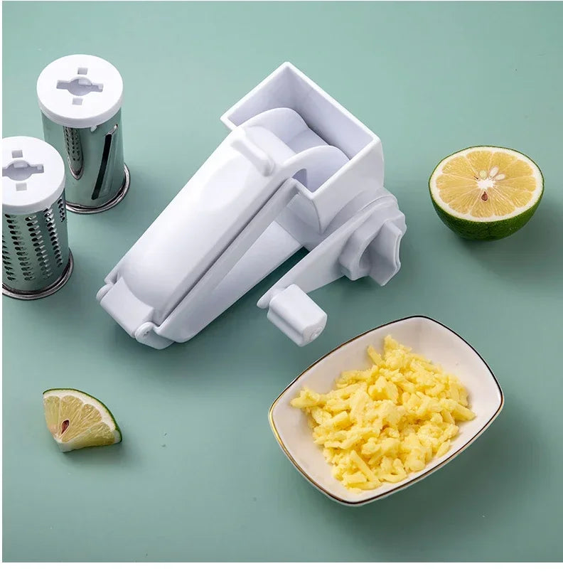 Ralador Queijo Rotativo Manual 3 em 1 - Ralador Multifuncional Aço Inox Manivela Cozinha Criativo
