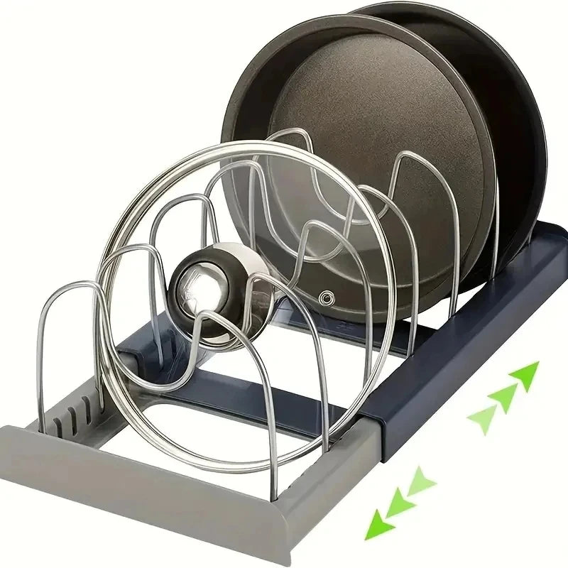 Rack Extensível Inox Cozinha – Organizador Panelas Tampas e Tábuas