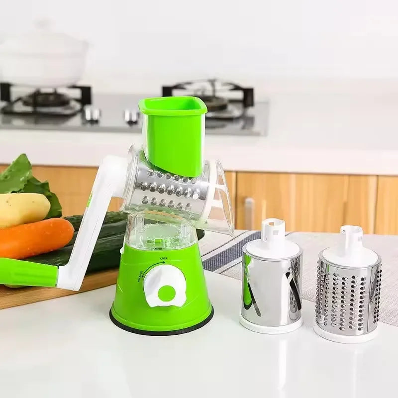 Fatiador Manual de Legumes – Cortador 3 em 1 | Spiralizer Redondo para Batatas, Legumes e Vegetais | Acessório Prático para Cozinha