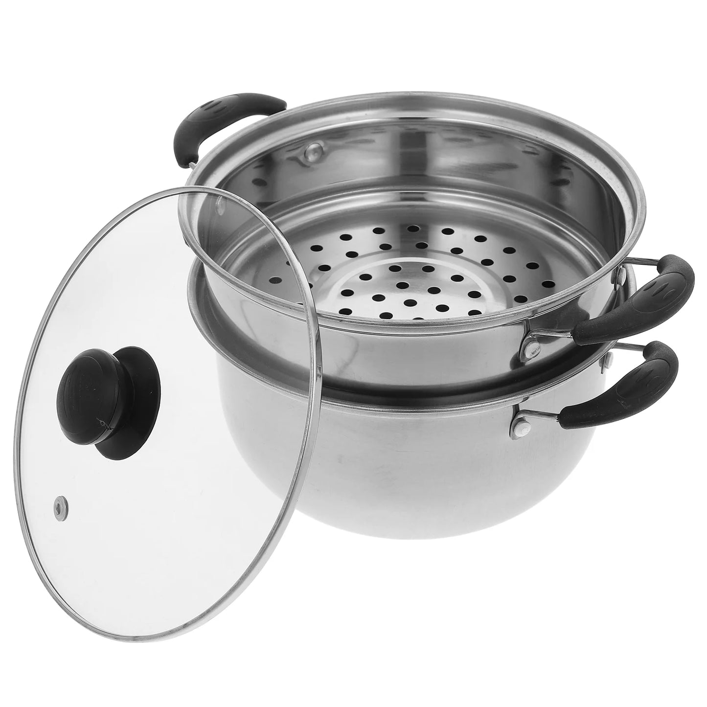 Panela a Vapor em Aço Inoxidável Espesso — Caçarola Multifunções para Sopa e Cozinha Doméstica