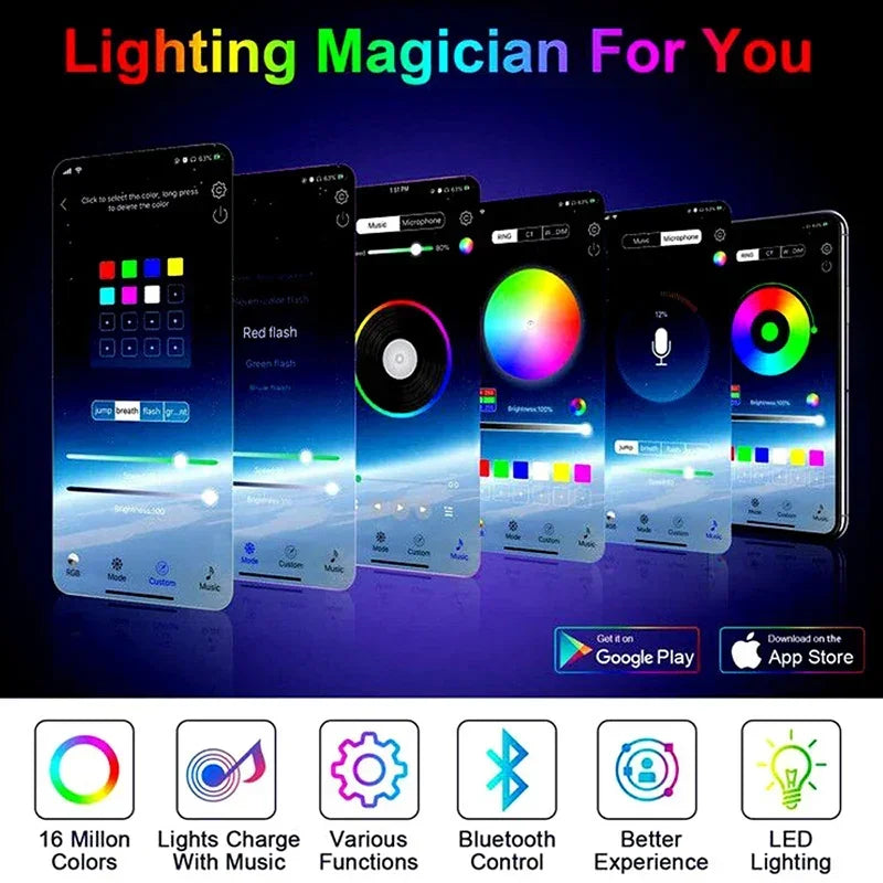 Faixa LED RGB 20M com Sincronização Musical - Controlo App e Remoto para Decoração