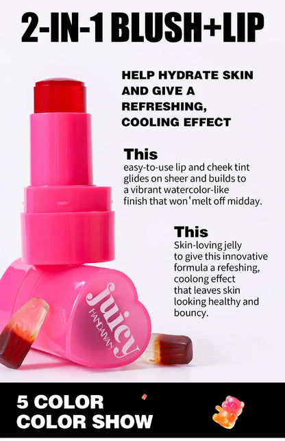 Blush Stick 2 em 1 Handaiyan | Tint Jelly para Lábios e Maçãs do Rosto