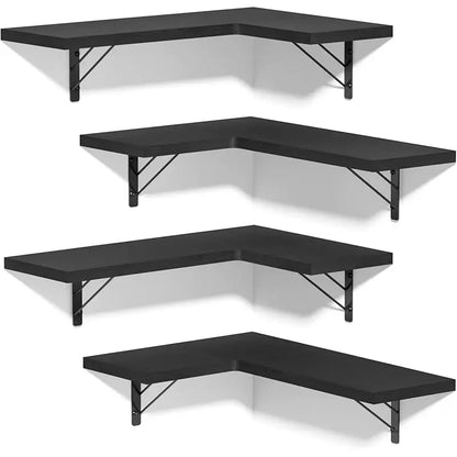 Prateleiras de Canto Flutuantes em Madeira | Design Moderno para Parede | Decoração e Arrumação