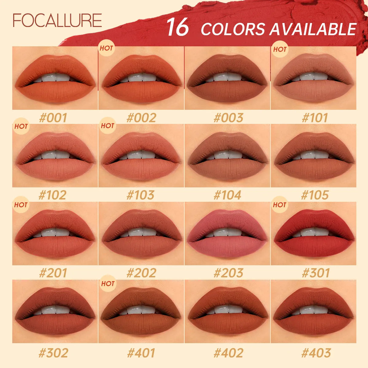Batom Mate FOCALLURE | 16 Cores À Prova de Água