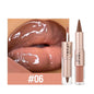 Lápis Labial 2 em 1 Delineador Mate – Gradiente Nude Castanho Gloss Espelho À Prova de Água Contorno Lábios