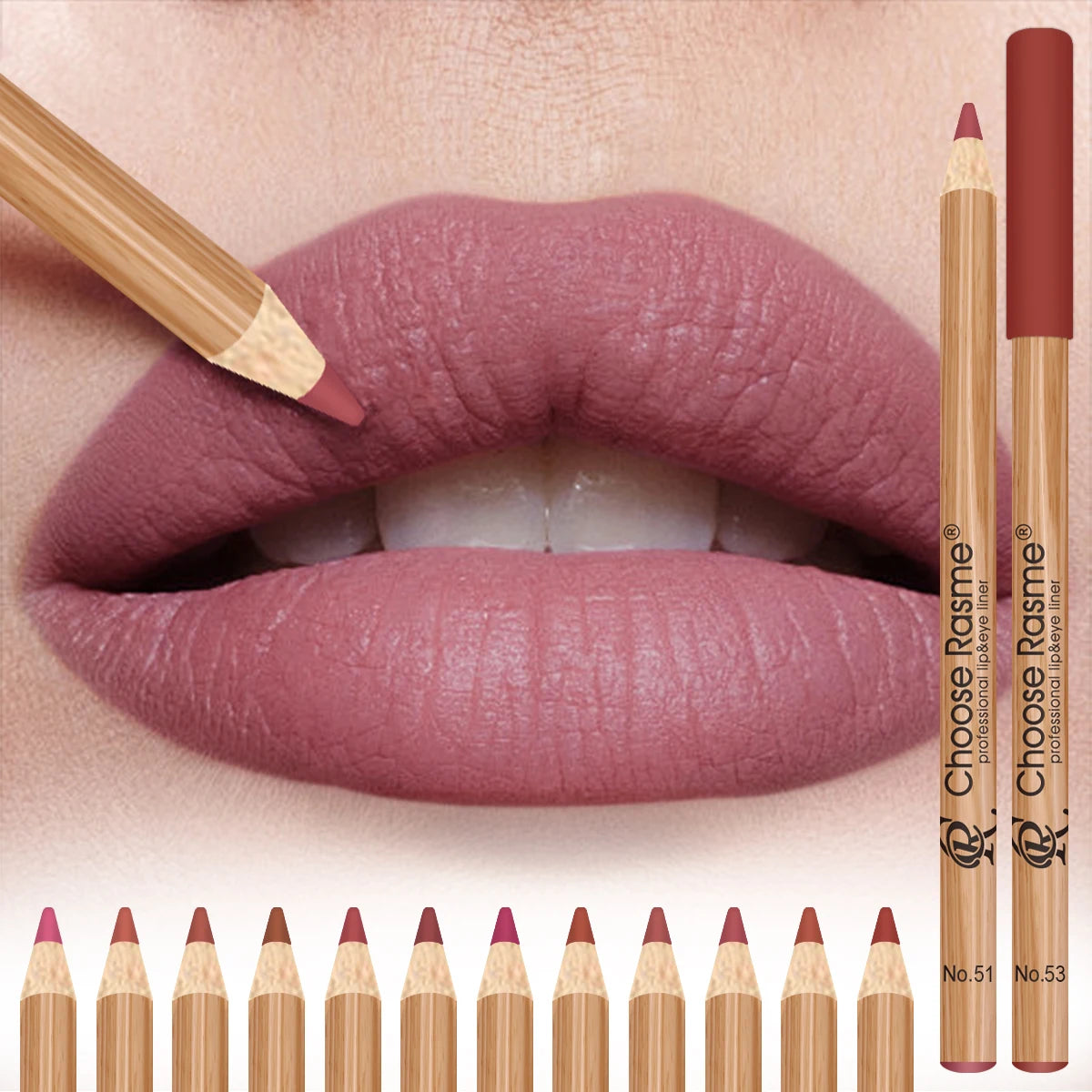 Kit com 12 Lápis de Contorno Labial Matte – Pigmentação Intensa, Fácil de Aplicar, À Prova d’Água e de Longa Duração | Maquiagem Labial Profissional