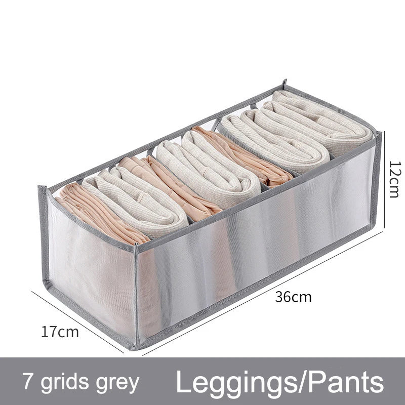 Organizador de Gavetas para Meias e Roupa Interior | Caixa Separadora com 7 Divisórias | Organizador Dobrável para Sutiãs, Calças e Jeans | Ideal para Quarto, Roupeiro e Dormitório