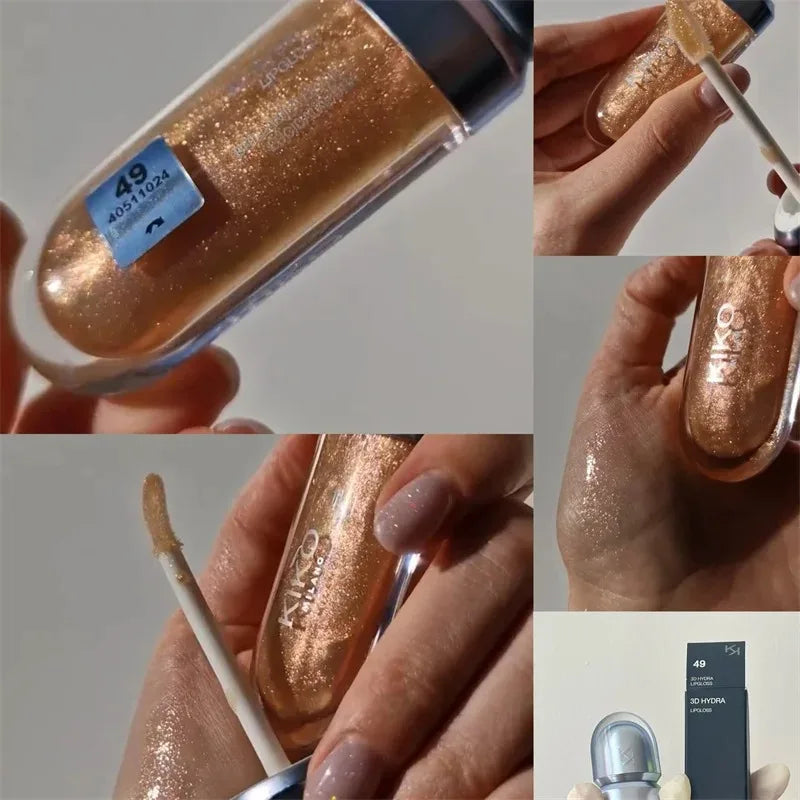 Gloss Labial KIKO 3D Hydra Espelho – Brilho Shimmer Hidratante Perolado Volumizador Não Transfere