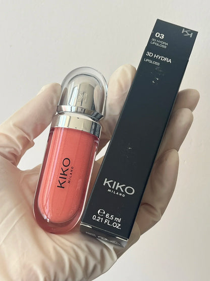 Gloss Labial KIKO 3D Hydra Espelho – Brilho Shimmer Hidratante Perolado Volumizador Não Transfere