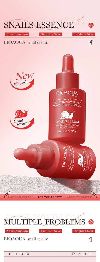 Conjunto BIOAQUA Caracol Anti-Idade | Sérum, Creme de Olhos e Hidratante Iluminador