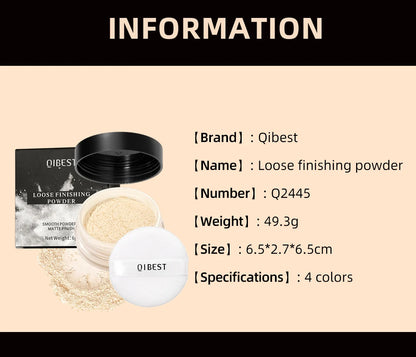 Pó Solto QIBEST 4 Cores 6g - Matte Acabamento Aveludado Controlo Oleosidade Impermeável Longa Duração
