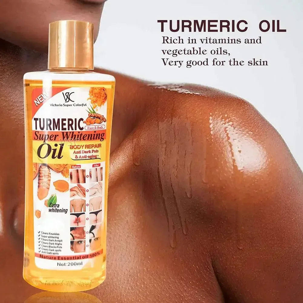 Óleo Essencial Cúrcuma 200ml – Massagem Facial e Corporal Hidratante Aromaterapia Iluminador Suavizante