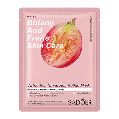 Máscara Facial Folha Frutas Plantas Naturais – Hidratante Controlo Oleosidade Iluminador Reduz Poros
