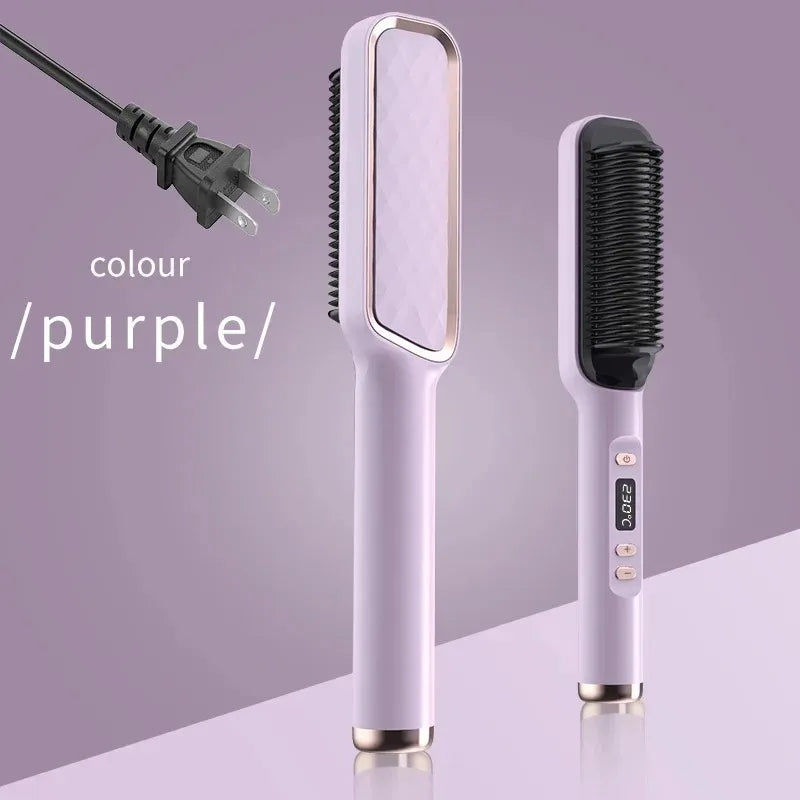 Pente Alisador Elétrico Multifuncional | Escova Alisadora de Cabelo | Iões Negativos | Anti-Queimadura | Ferramenta de Styling | Escova Alisadora