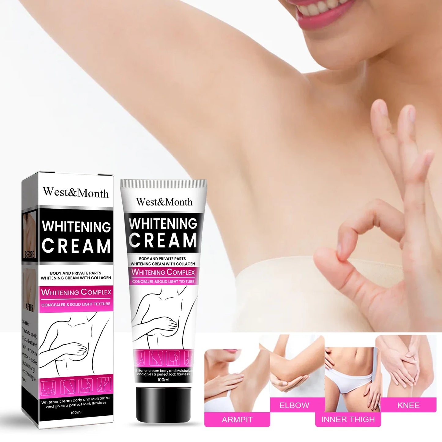 Creme Clareador Corporal | Para Joelhos, Virilha, Axilas e Zonas Íntimas