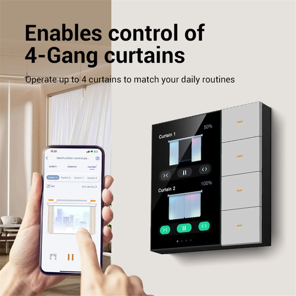 Interruptor Inteligente Premium Y59A 3.5" Touch Screen – Smart Home WiFi Automação Casa Moderna