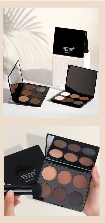 Paleta Contorno 6 Cores - Iluminador e Sombra Nariz Acabamento Matte Profissional Escultura Facial