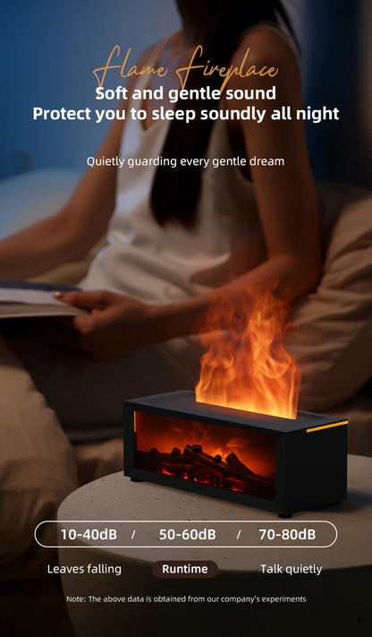 Difusor Aromas Lareira 150ml Efeito Chama - Humidificador Ultrassónico Comando Distância Desligamento Automático