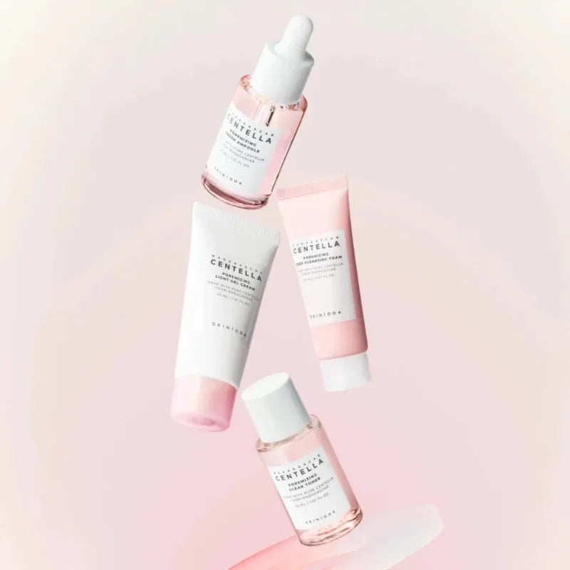 Kit de Viagem Skincare Coreano Centella & Sal Rosa — Tónico, Espuma, Ampola e Gel Creme | SKIN1004