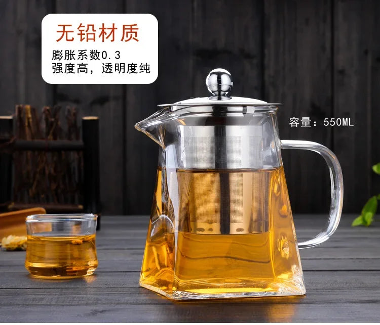 Bule de Vidro com Infusor Inox | Chaleira Elegante para Chá e Café