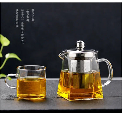 Bule de Vidro com Infusor Inox | Chaleira Elegante para Chá e Café