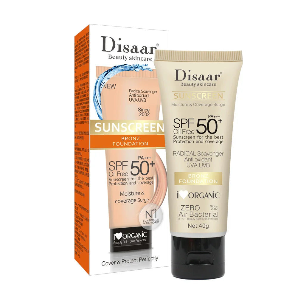 Creme Solar Facial SPF90+ & SPF50+ DISAAR | Hidratante, Resistente à Água e Proteção UV Total