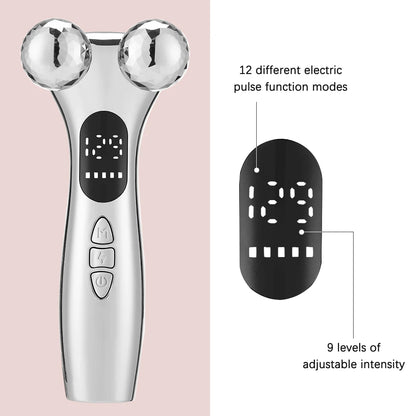 Massageador Facial EMS Roller Microcorrentes - Lifting V-Face Rejuvenescimento Anti-Rugas Recarregável