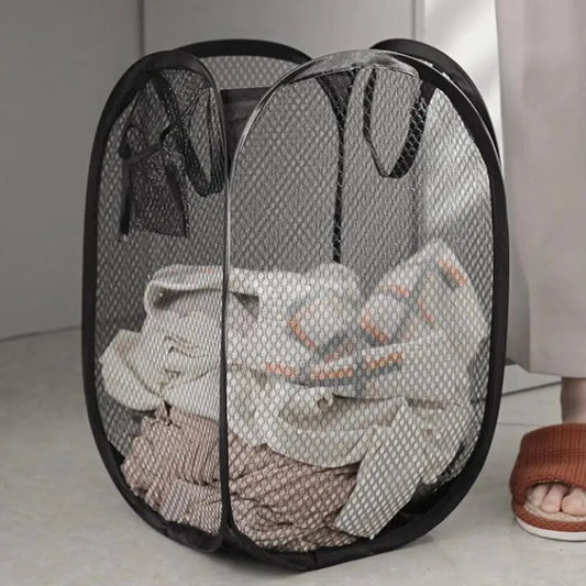 Cesto de Roupa Suja Dobrável em Malha | Grande Capacidade e Respirável para Lavandaria
