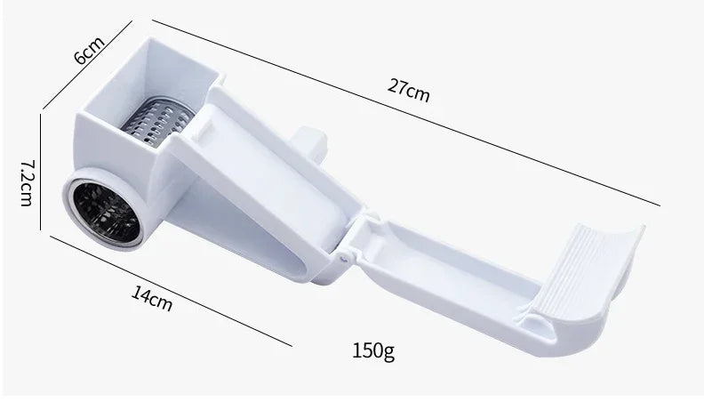 Ralador Queijo Rotativo Manual 3 em 1 - Ralador Multifuncional Aço Inox Manivela Cozinha Criativo