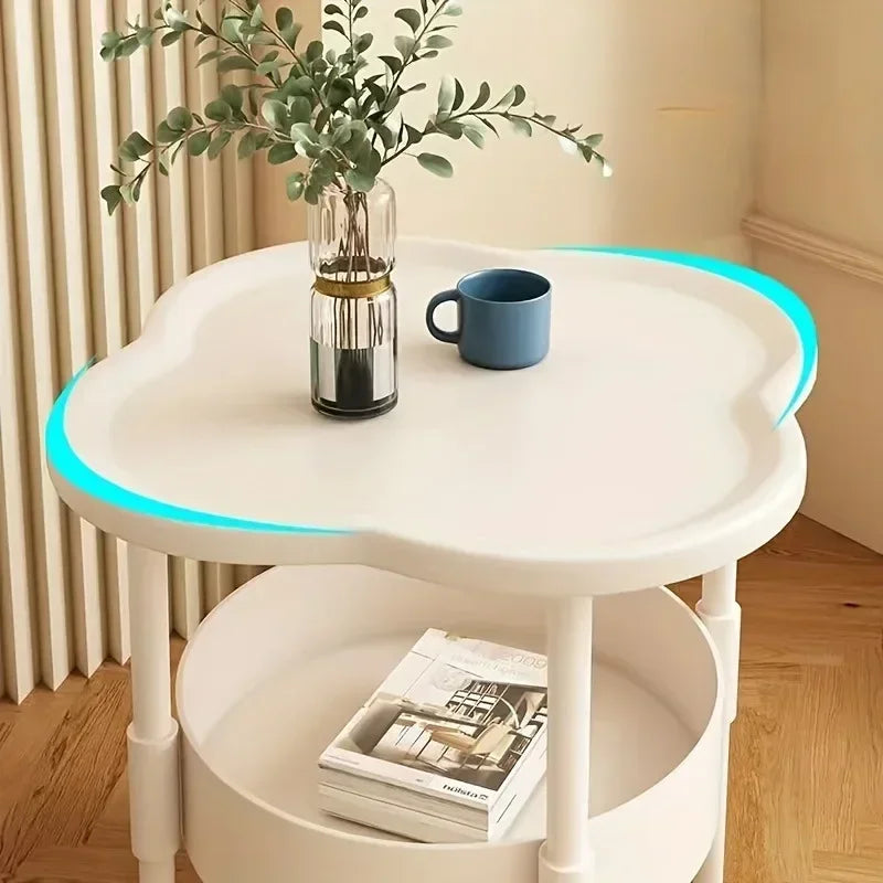 Mesa de Café 2 Níveis Plástico - Mesa Lateral Arrumação Quarto Sala Estilo Moderno
